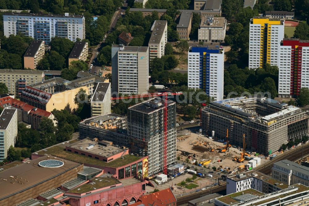 Aerial image Berlin - Construction site to build a new multi-family residential complex Grandaire on Voltairestrasse corner Alexanderstrasse - Dircksenstrasse in the district Mitte in Berlin, Germany