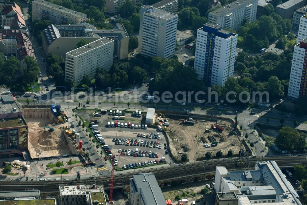 Aerial photograph Berlin - Construction site to build a new multi-family residential complex Grandaire on Voltairestrasse corner Alexanderstrasse - Dircksenstrasse in the district Mitte in Berlin, Germany