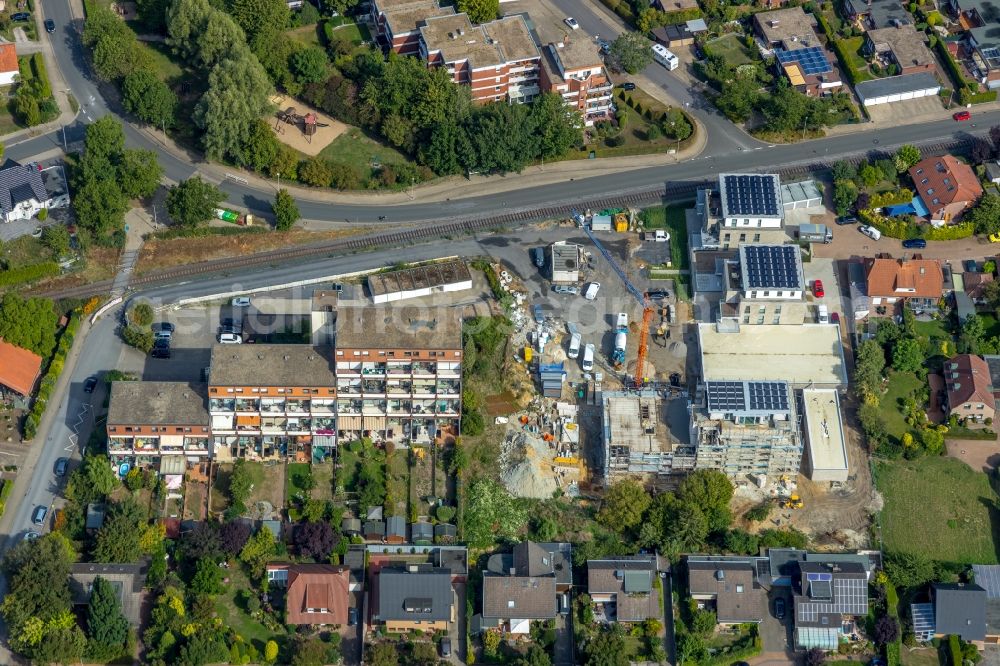 Aerial image Hamm - Construction site to build a new multi-family residential complex at Grenzweg and Alter Papelweg in Hamm in the state North Rhine-Westphalia, Germany