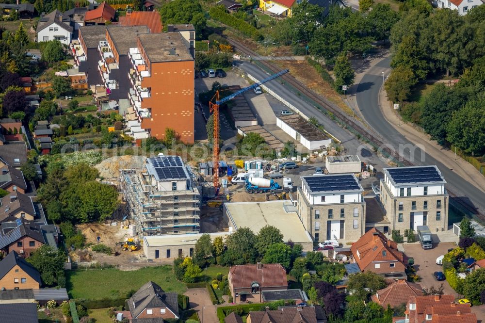 Aerial photograph Hamm - Construction site to build a new multi-family residential complex at Grenzweg and Alter Papelweg in Hamm in the state North Rhine-Westphalia, Germany