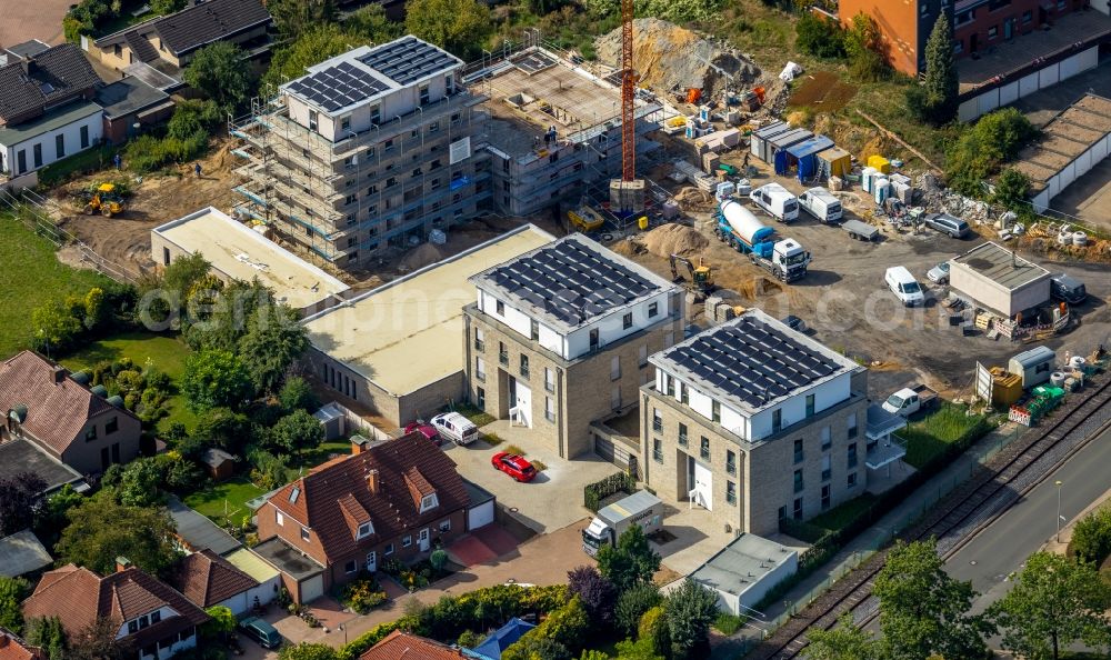 Aerial image Hamm - Construction site to build a new multi-family residential complex at Grenzweg and Alter Papelweg in Hamm in the state North Rhine-Westphalia, Germany