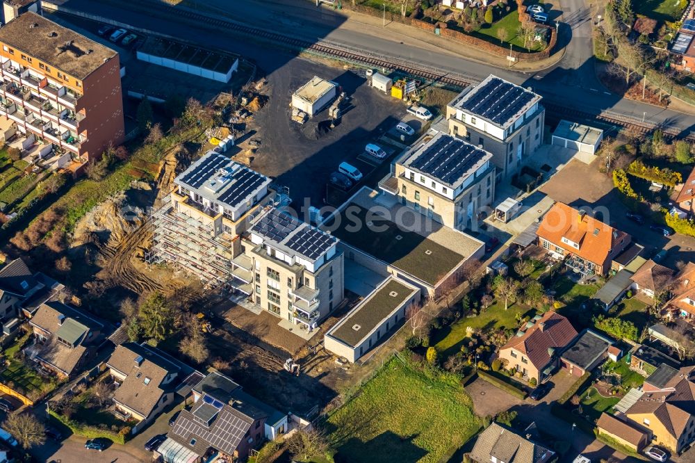 Hamm from above - Construction site to build a new multi-family residential complex at Grenzweg and Alter Papelweg in Hamm in the state North Rhine-Westphalia, Germany