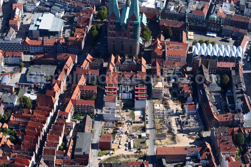 Aerial image Lübeck - Construction site to build a new multi-family residential complex Fischstrasse - Braunstrasse in Gruenderviertel in the district Innenstadt in Luebeck in the state Schleswig-Holstein, Germany