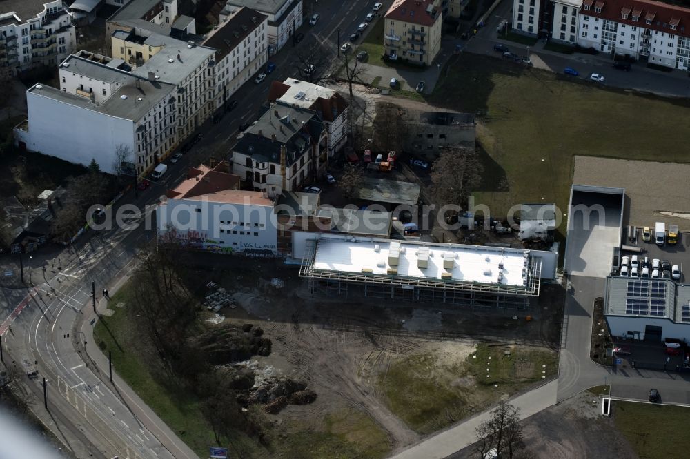 Magdeburg from the bird's eye view: Construction site to build a new multi-family residential complex Grosse Diesdorfer Strasse in the district Stadtfeld Ost in Magdeburg in the state Saxony-Anhalt