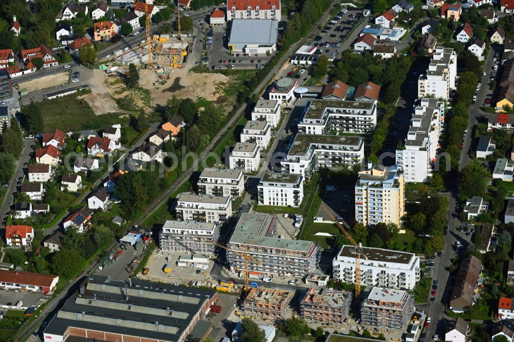 Neusäß from above - Construction site to build a new multi-family residential complex on Gustav-Mahler-Strasse in Neusaess in the state Bavaria, Germany