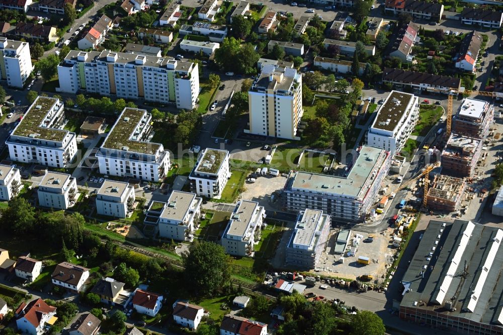 Aerial image Neusäß - Construction site to build a new multi-family residential complex on Gustav-Mahler-Strasse in Neusaess in the state Bavaria, Germany