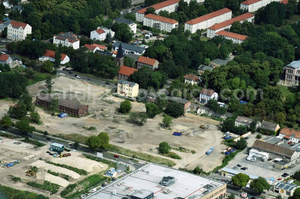 Berlin from the bird's eye view: Construction site to build a new multi-family residential complex of Gut Alt-Biesdorf on Weissenhoeher Strasse in Berlin, Germany