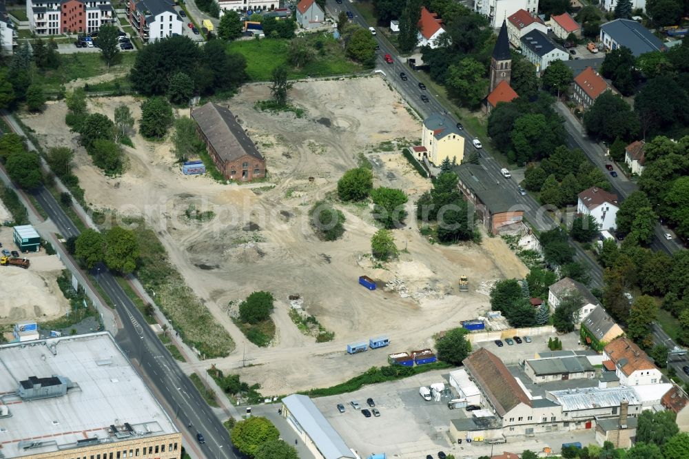 Berlin from above - Construction site to build a new multi-family residential complex of Gut Alt-Biesdorf on Weissenhoeher Strasse in Berlin, Germany