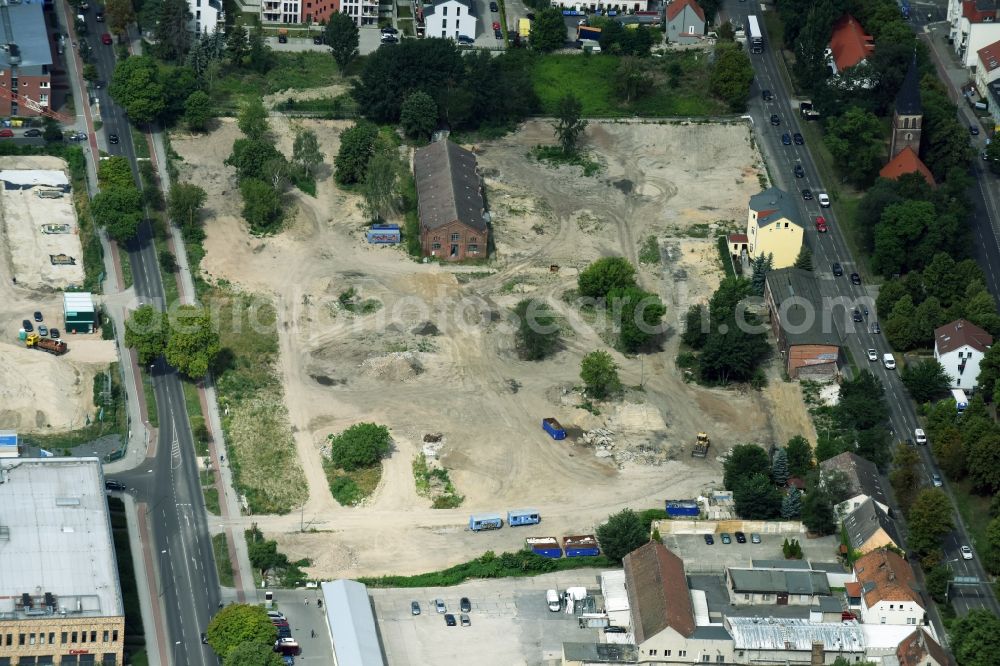 Berlin from above - Construction site to build a new multi-family residential complex of Gut Alt-Biesdorf on Weissenhoeher Strasse in Berlin, Germany