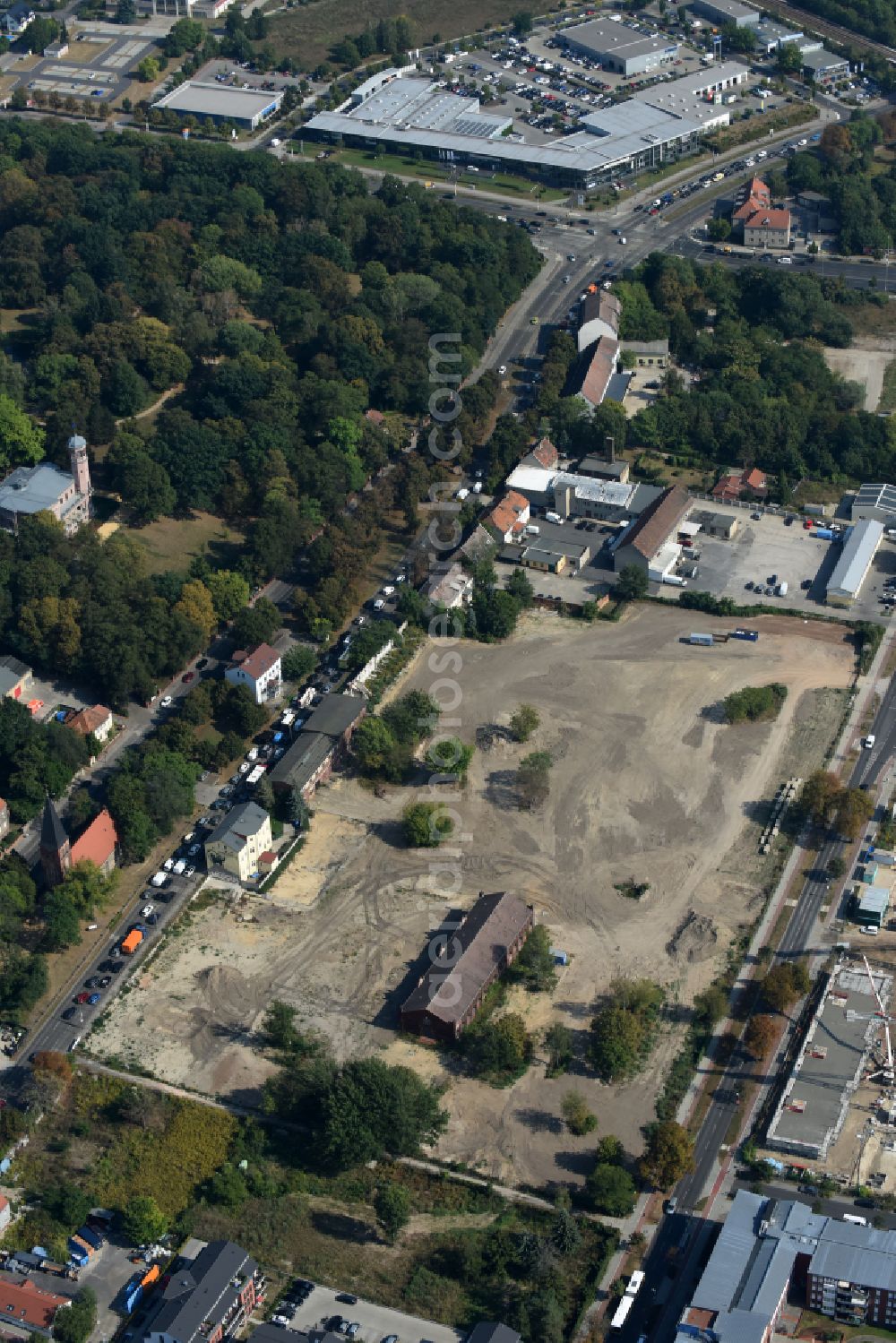 Aerial image Berlin - Construction site to build a new multi-family residential complex of Gut Alt-Biesdorf on Weissenhoeher Strasse in Berlin, Germany