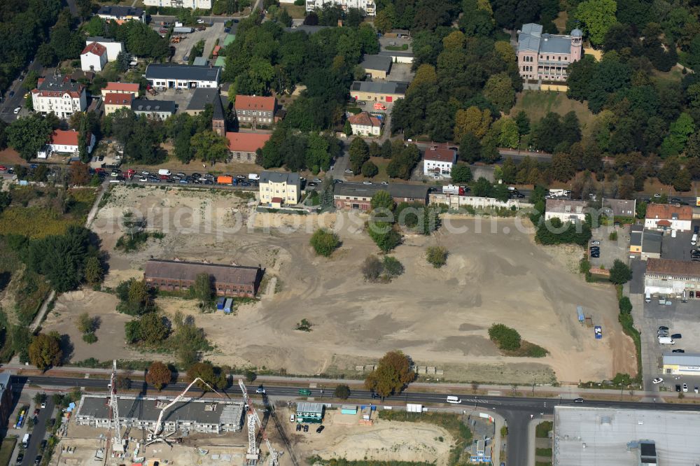 Aerial image Berlin - Construction site to build a new multi-family residential complex of Gut Alt-Biesdorf on Weissenhoeher Strasse in Berlin, Germany