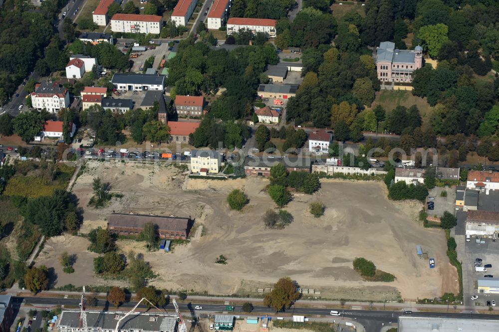 Aerial photograph Berlin - Construction site to build a new multi-family residential complex of Gut Alt-Biesdorf on Weissenhoeher Strasse in Berlin, Germany