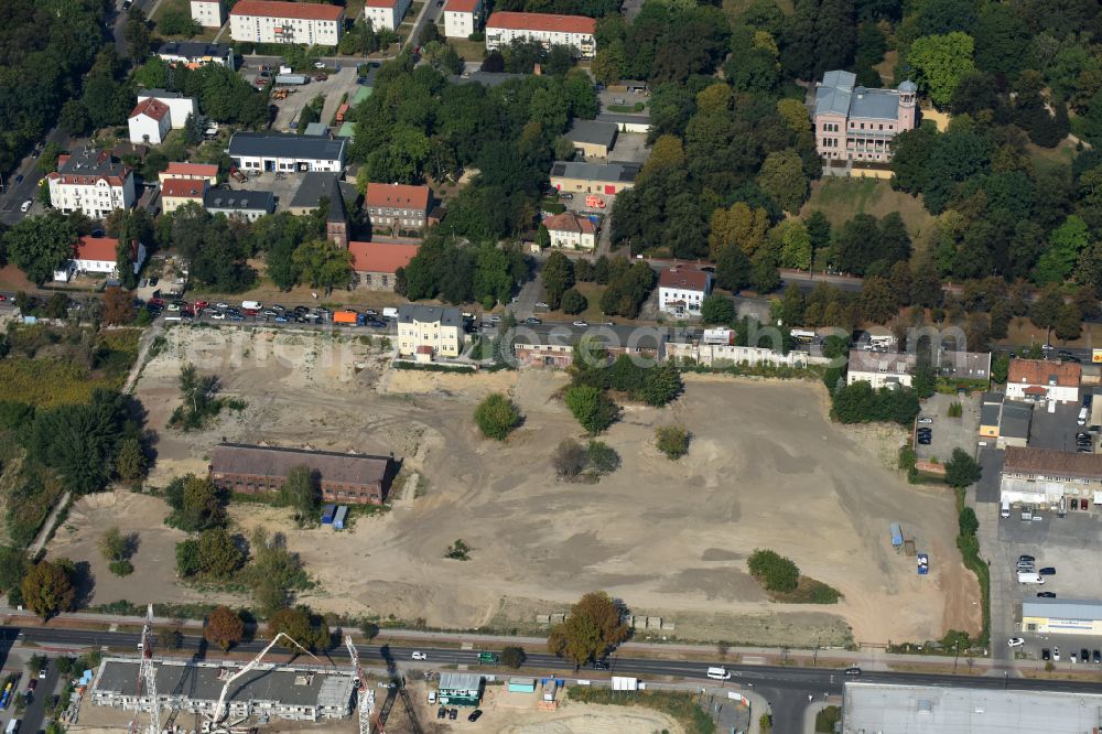 Berlin from above - Construction site to build a new multi-family residential complex of Gut Alt-Biesdorf on Weissenhoeher Strasse in Berlin, Germany