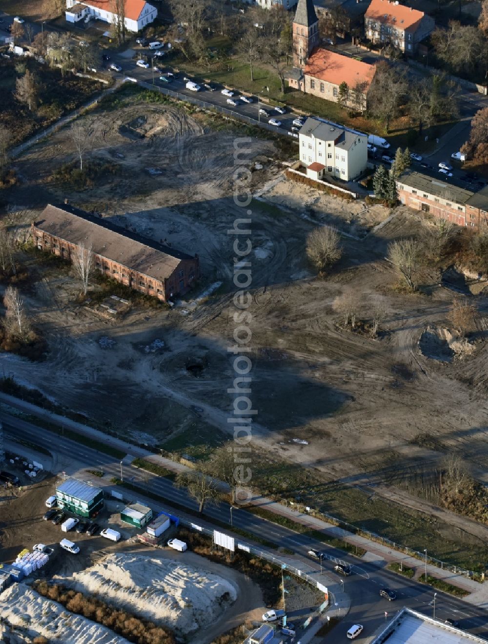 Aerial image Berlin - Construction site to build a new multi-family residential complex of Gut Alt-Biesdorf on Weissenhoeher Strasse in Berlin, Germany