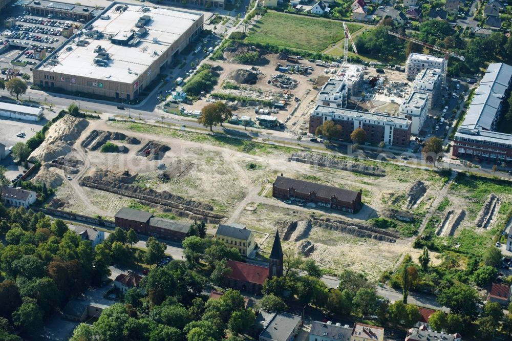 Aerial photograph Berlin - Construction site to build a new multi-family residential complex of Gut Alt-Biesdorf on Weissenhoeher Strasse in Berlin, Germany