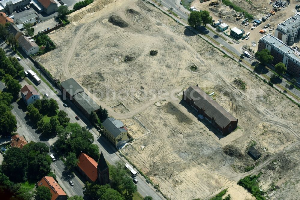 Aerial photograph Berlin - Construction site to build a new multi-family residential complex of Gut Alt-Biesdorf on Weissenhoeher Strasse in Berlin, Germany