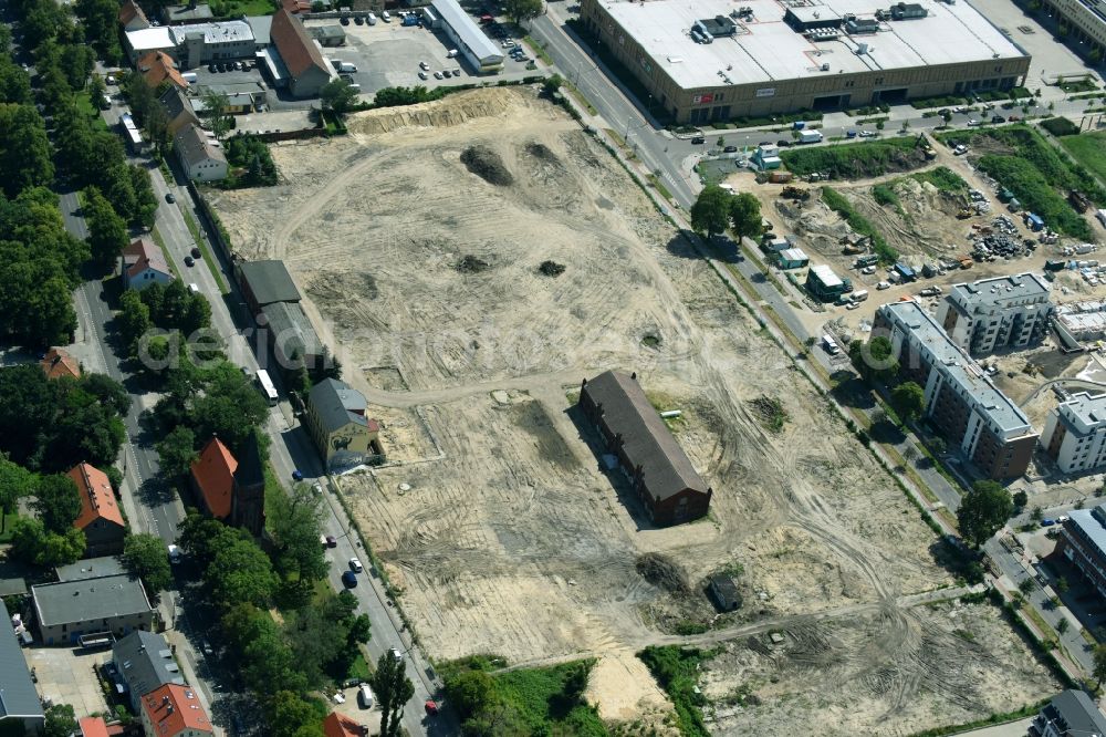 Berlin from above - Construction site to build a new multi-family residential complex of Gut Alt-Biesdorf on Weissenhoeher Strasse in Berlin, Germany