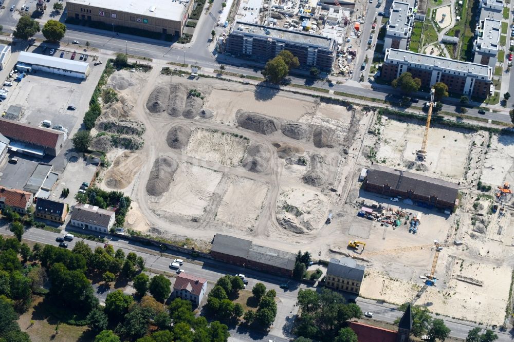 Aerial photograph Berlin - Construction site to build a new multi-family residential complex of Gut Alt-Biesdorf on Weissenhoeher Strasse in Berlin, Germany