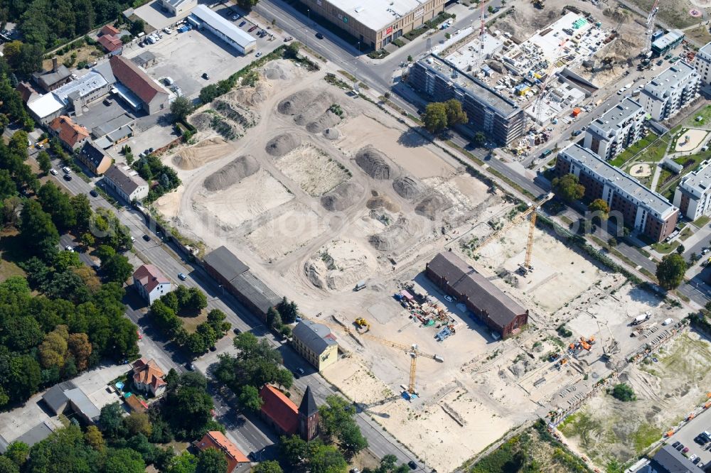 Aerial image Berlin - Construction site to build a new multi-family residential complex of Gut Alt-Biesdorf on Weissenhoeher Strasse in Berlin, Germany