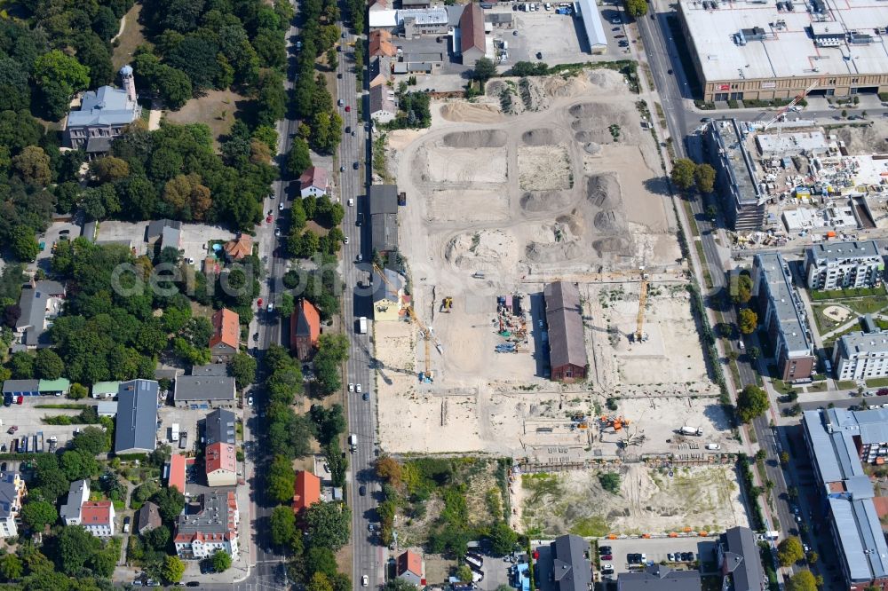 Aerial photograph Berlin - Construction site to build a new multi-family residential complex of Gut Alt-Biesdorf on Weissenhoeher Strasse in Berlin, Germany