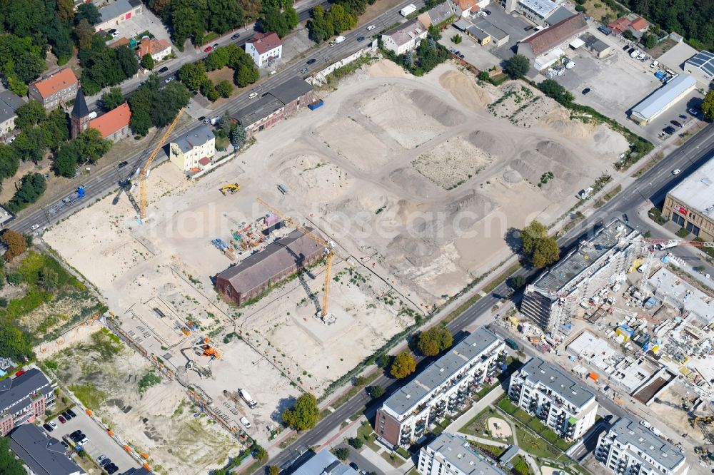 Aerial image Berlin - Construction site to build a new multi-family residential complex of Gut Alt-Biesdorf on Weissenhoeher Strasse in Berlin, Germany