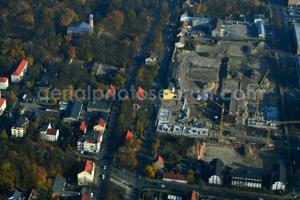 Aerial photograph Berlin - Construction site to build a new multi-family residential complex of Gut Alt-Biesdorf on Weissenhoeher Strasse in Berlin, Germany