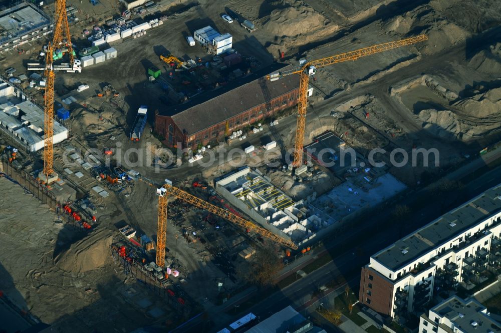 Aerial image Berlin - Construction site to build a new multi-family residential complex of Gut Alt-Biesdorf on Weissenhoeher Strasse in Berlin, Germany