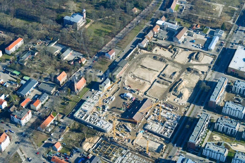 Aerial photograph Berlin - Construction site to build a new multi-family residential complex of Gut Alt-Biesdorf on Weissenhoeher Strasse in Berlin, Germany