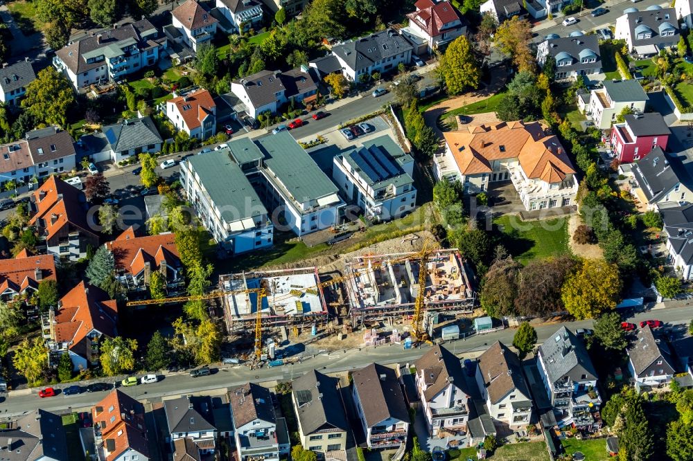 Hagen from above - Construction site to build a new multi-family residential complex on Scharnhorststrasse in Hagen in the state North Rhine-Westphalia, Germany