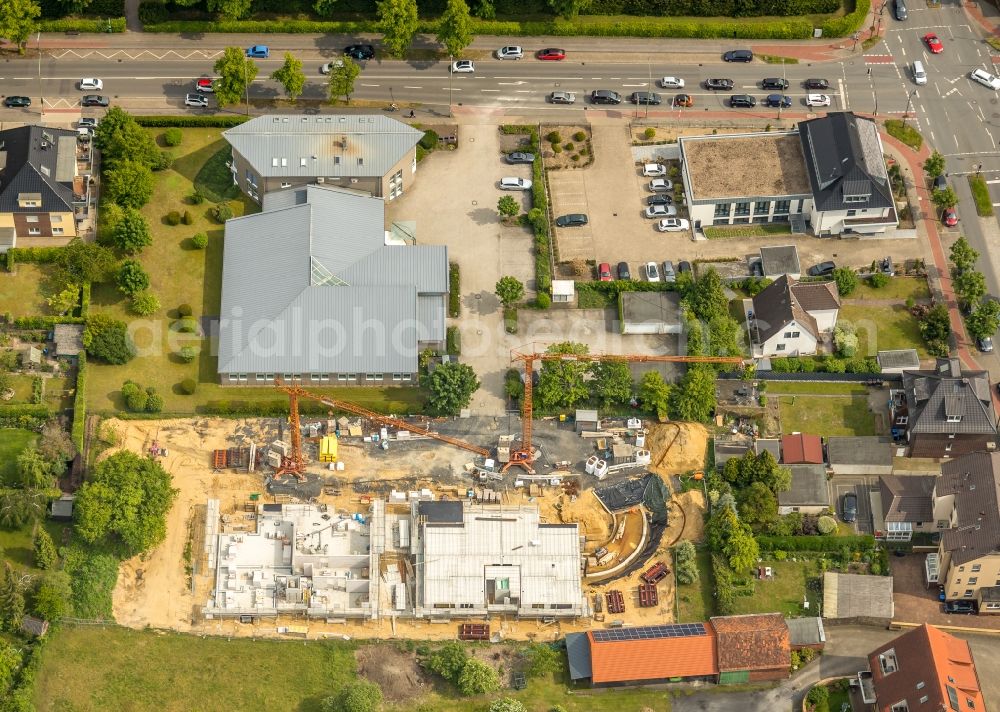 Hamm from above - Construction site to build a new multi-family residential complex on Ludwig-Teleky-Strasse in Hamm in the state North Rhine-Westphalia, Germany