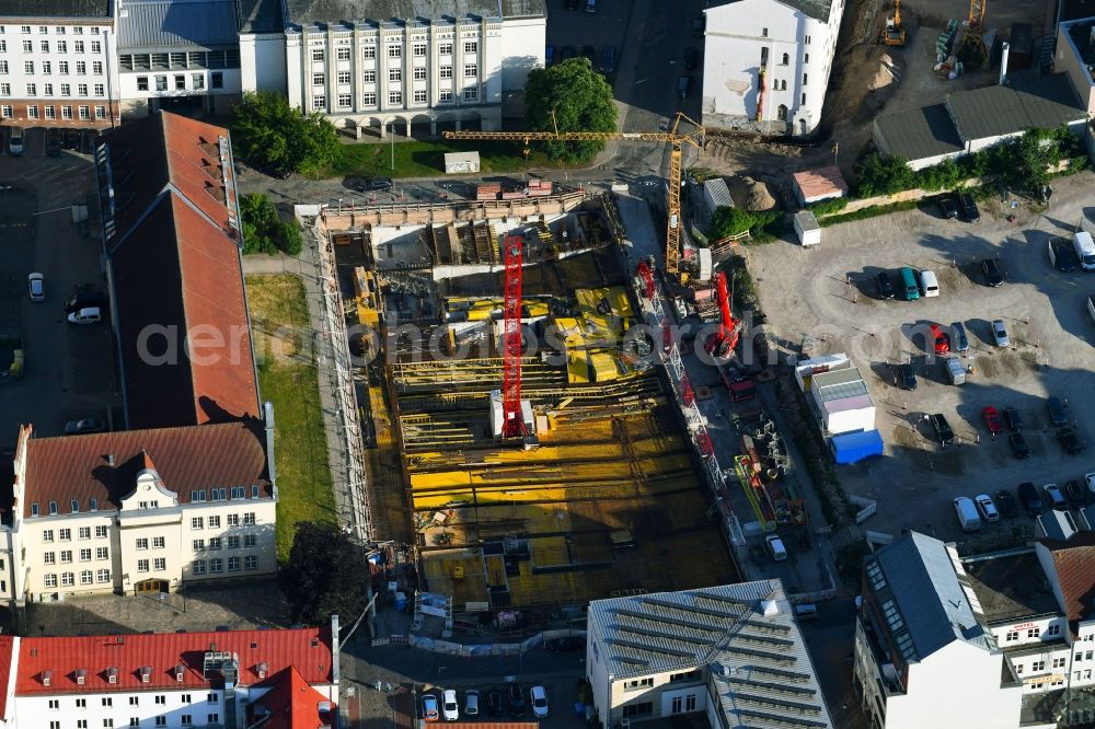 Aerial image Rostock - Construction site to build a new multi-family residential complex HanseKarree Glatter Aal of Randalswood Germany GmbH in Rostock in the state Mecklenburg - Western Pomerania, Germany