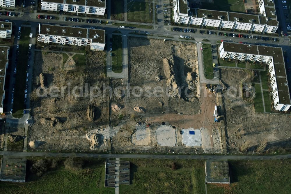 Aerial photograph Berlin - Construction site to build a new multi-family residential complex Hasenholzer Allee on Wiesenpark destrict Marzahn in Berlin in Germany