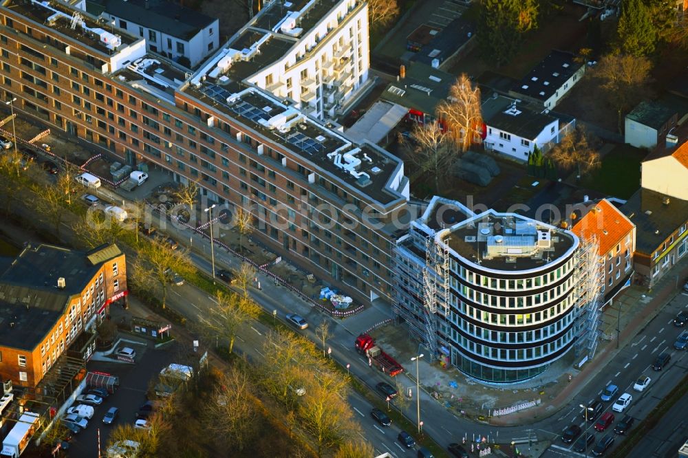 Aerial image Hamburg - Construction site to build a new multi-family residential complex along the Drosselstrasse in the district Barmbek in Hamburg, Germany