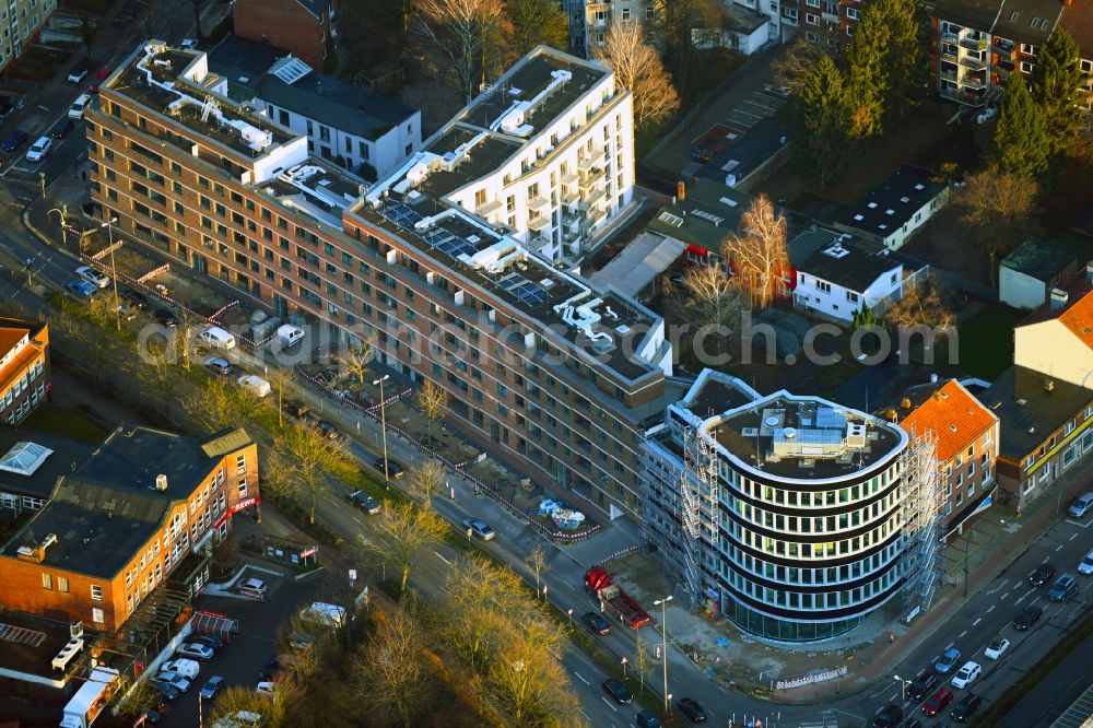 Hamburg from above - Construction site to build a new multi-family residential complex along the Drosselstrasse in the district Barmbek in Hamburg, Germany