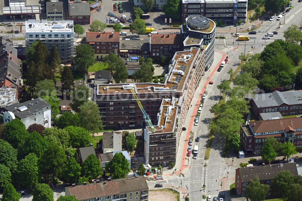 Aerial image Hamburg - Construction site to build a new multi-family residential complex along the Drosselstrasse in the district Barmbek in Hamburg, Germany