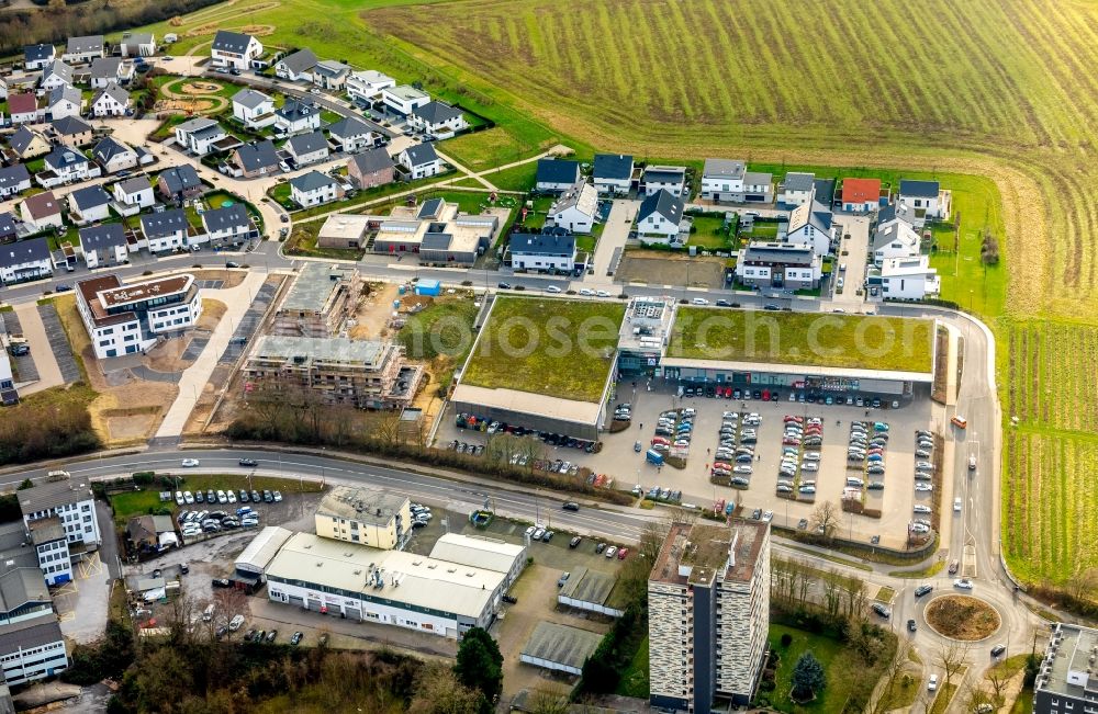 Aerial image Heiligenhaus - Construction site to build a new multi-family residential complex Haus Selbeck on Ruegenstrasse in Heiligenhaus in the state North Rhine-Westphalia, Germany