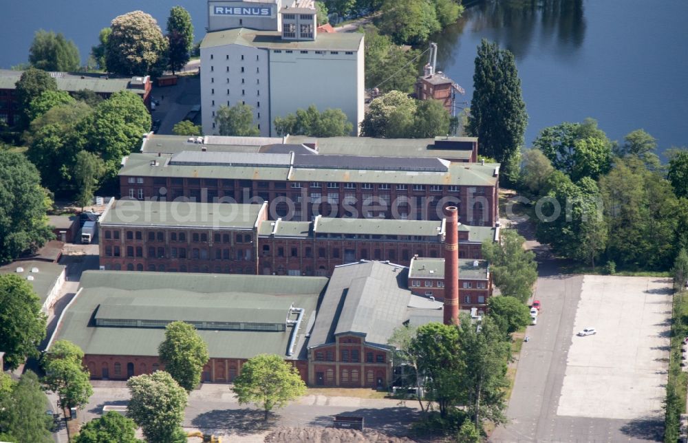 Berlin from the bird's eye view: Construction site for the construction of an apartment building on the Havel island of Eiswerder in the district of Hakenfelde in Berlin, Germany