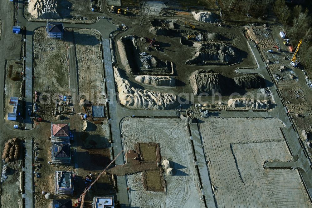 Aerial photograph Berlin - Construction site to build a new multi-family residential complex Havelmarina Berlin in the district Hakenfelde in Berlin, Germany