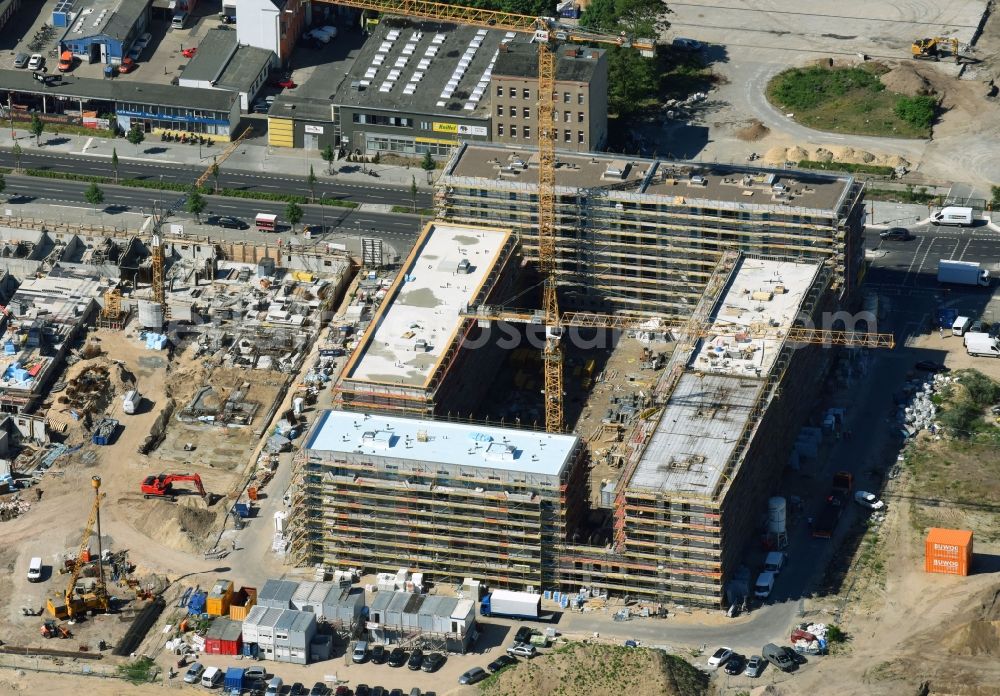 Aerial photograph Berlin - Construction site to build a new multi-family residential complex Heidestrasse in the district Moabit in Berlin, Germany