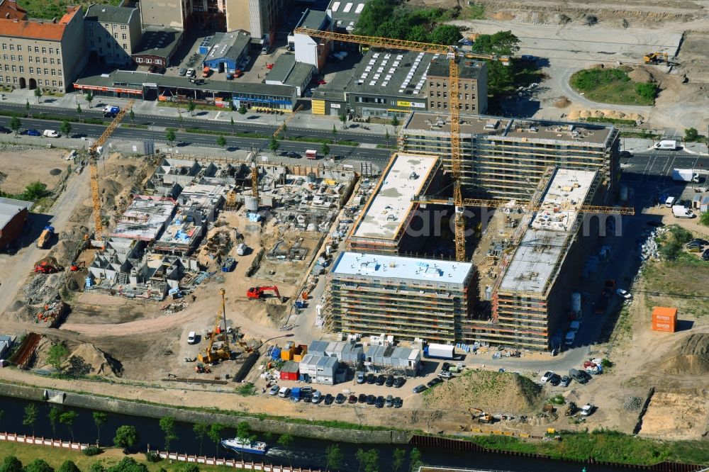 Berlin from above - Construction site to build a new multi-family residential complex Heidestrasse in the district Moabit in Berlin, Germany