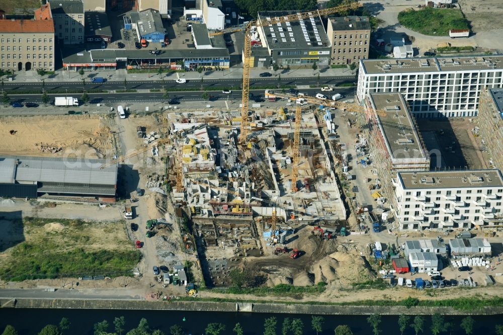 Aerial image Berlin - Construction site to build a new multi-family residential complex Heidestrasse in the district Moabit in Berlin, Germany