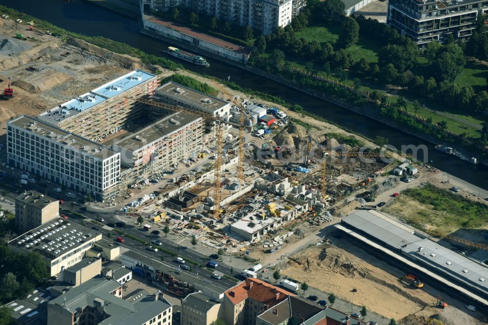 Aerial photograph Berlin - Construction site to build a new multi-family residential complex Heidestrasse in the district Moabit in Berlin, Germany