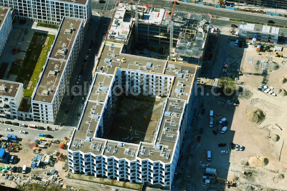 Aerial photograph Berlin - Construction site to build a new multi-family residential complex Heidestrasse - Otto-Weidt-Strasse - Lydia-Rabinowitsch-Strasse in of Europacity in the district Moabit in Berlin, Germany