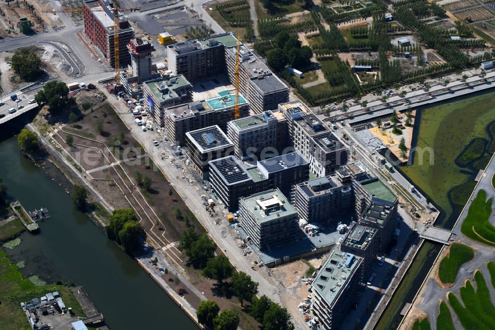 Heilbronn from the bird's eye view: Construction site to build a new multi-family residential complex Heilbronn Urban Garden of STRENGER Holding GmbH on Kalistrasse in Heilbronn in the state Baden-Wurttemberg, Germany