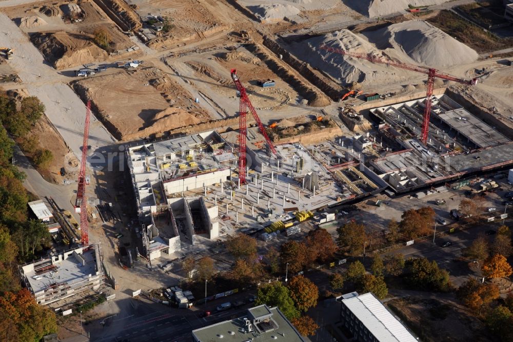 Mainz from above - Construction site to build a new multi-family residential complex Hechtsheimer Strasse in Mainz in the state Rhineland-Palatinate, Germany