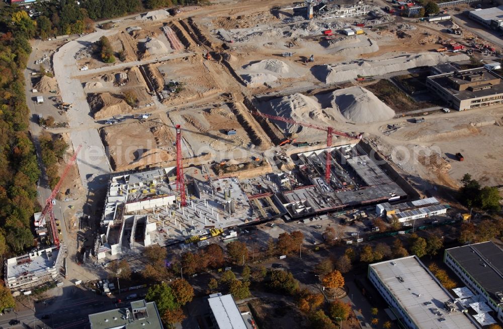 Mainz from the bird's eye view: Construction site to build a new multi-family residential complex Hechtsheimer Strasse in Mainz in the state Rhineland-Palatinate, Germany