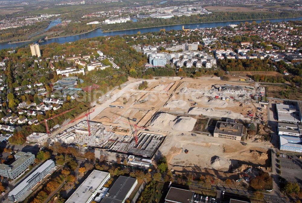 Aerial photograph Mainz - Construction site to build a new multi-family residential complex Hechtsheimer Strasse in Mainz in the state Rhineland-Palatinate, Germany