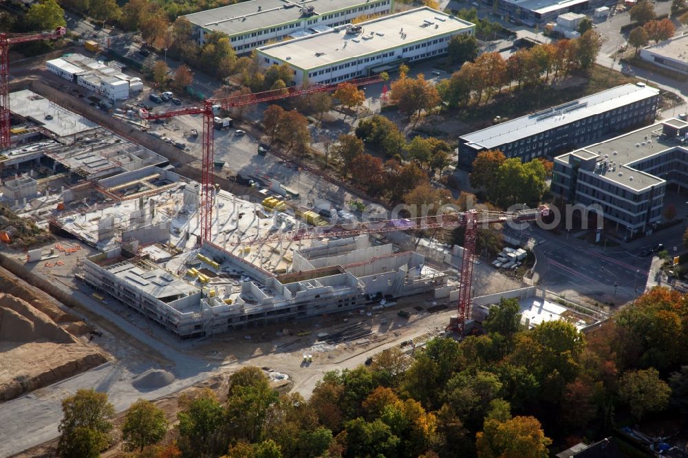 Aerial photograph Mainz - Construction site to build a new multi-family residential complex Hechtsheimer Strasse in Mainz Weisenau in the state Rhineland-Palatinate, Germany