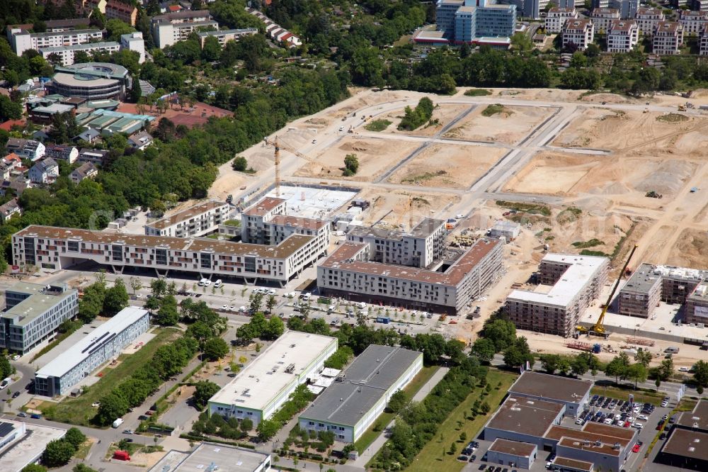 Aerial image Mainz - Construction site to build a new multi-family residential complex Heiligkreuz-Viertel in Mainz in the state Rhineland-Palatinate, Germany