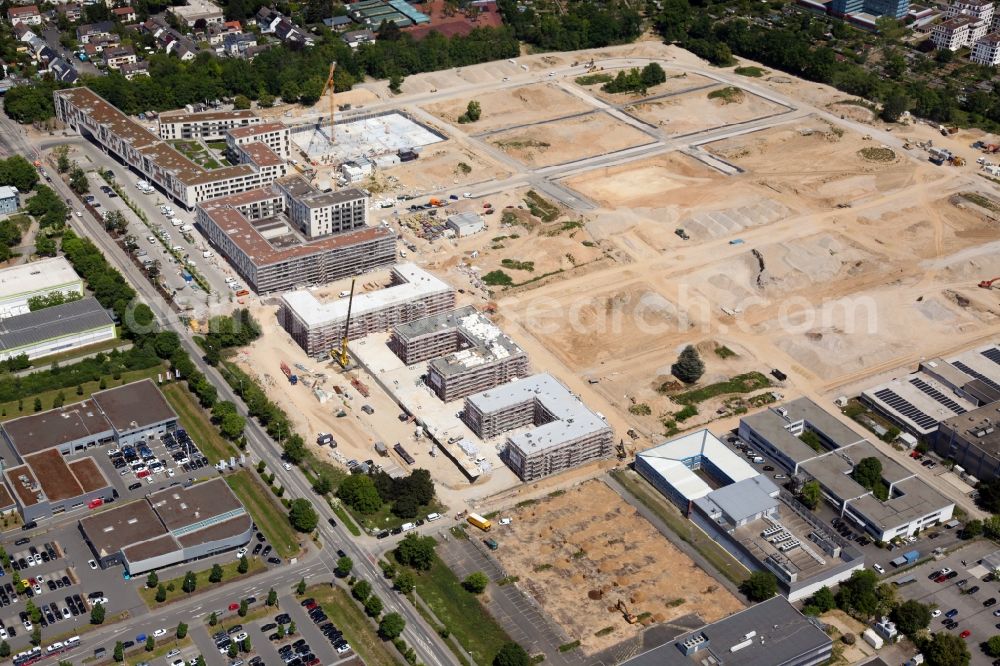 Aerial image Mainz - Construction site to build a new multi-family residential complex Heiligkreuz-Viertel in Mainz in the state Rhineland-Palatinate, Germany